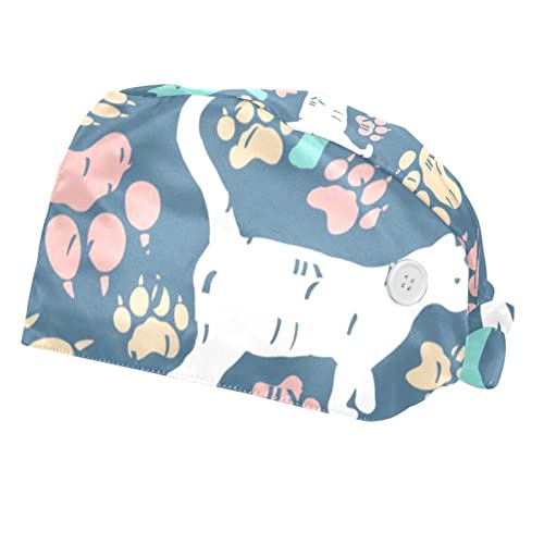 Casquettes de travail ajustables chat et chapeau bouffant