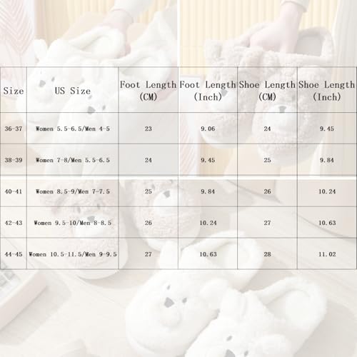 Bear Slippers for Women and Men Plush House Slippers with 3D Bear Face Design Memory Foam Insole and Non Slip Sole Cozy Indoor Shoes for Winter or All Season Home Use Unisex Fit2