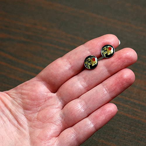 Body Candy Red Rose Skull Skeleton Stud Earrings - Stainless Steel Earrings for Halloween, Day of the Dead4