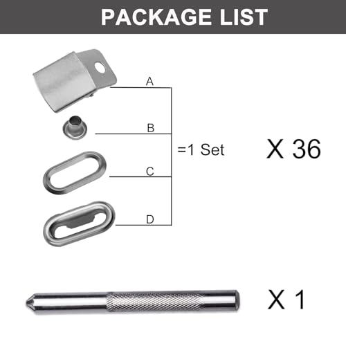 marrhorvk Cap Verschlüsse aus Metall 36-Set, Austauschbare und Verstellbare Kappenschnalle, Hut-Schließen Zubehör mit Werkzeug zum Befestigen (Silber)