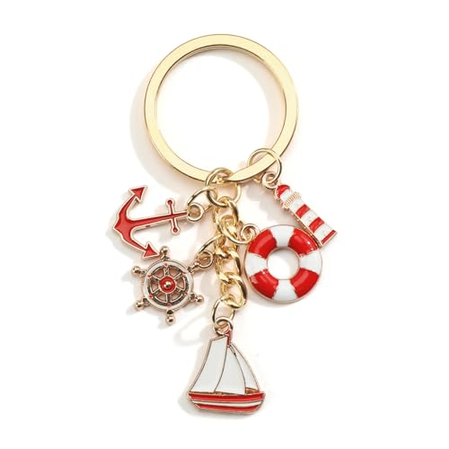 Tranbath Portachiavi marittimo, accessorio per barca a vela, ciondolo nautico con ancora, barca e motivi a vela, idee regalo per marinai e amiche, regalo di compleanno per donne e buona amica