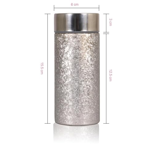 Image of Titanium Water Cup with Lid, Leakproof & Lightweight Portable Bottle, Durable Metal Drink Container for Office Travel Home, Reusable Teacup for Daily Use (Titanium Silver, 350 ml)