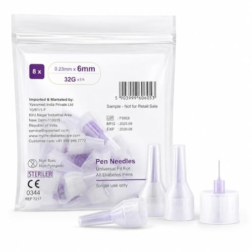 Image of 6mm Insulin Pen Needles, 32G, Sterile Single-Use Pen Needles, Compatible with Most Insulin Pens - Pack of 32