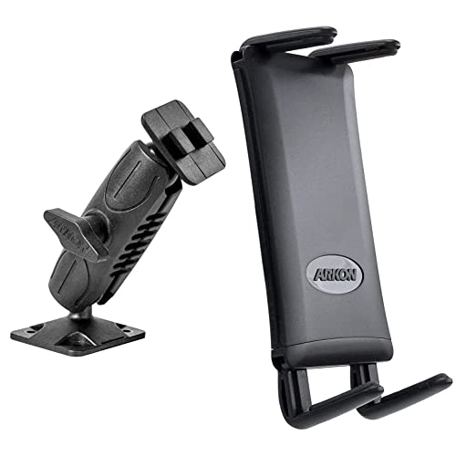 ARKON Heavy Duty 4 Hole AMPS Car or Wall Mounting Pedestal & Phone and Midsize Tablet Holder for iPhone X 8 7 6S Plus iPad Mini Galaxy S8 S7 Note 8 Retail Black