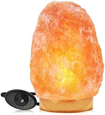 Himalayan Glow HS-1003 Himalayan Hand Carved Crystal Salt Lamp with Wooden Base, 6-7 LBS, Pink