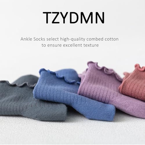 Women Ruffle Crew Socks Lightweight Thin Stripe Turn-Cuff Cute Girls Cotton Socks 3 Pairs2