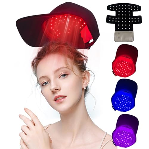Sombrero de terapia de luz roja para el crecimiento del cabello, 160 LED, 660 nm, 460 nm, 850 nm, luz roja y azul, temporizador inteligente de 20 minutos, promueve la circulación y la relajación