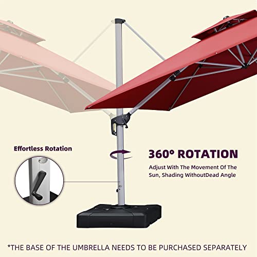 Purple Leaf Patio Umbrella 9Ft Outdoor Square Umbrella Large Cantilever Umbrella Windproof Offset Umbrella Heavy Duty Sun Umbrella For Garden Deck Pool Patio, Terra #TOP6