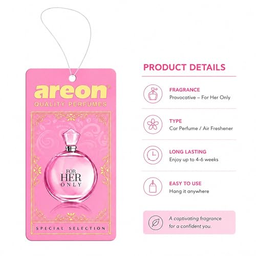 Image of AREON Provocative SS08 Luxury Car Hanging Air Freshener - Premium Car Fragrance, Long Lasting Hanging Car Air Freshener, Elegant Vehicle Odor Freshener for Interior Decor - (Pack of 3)