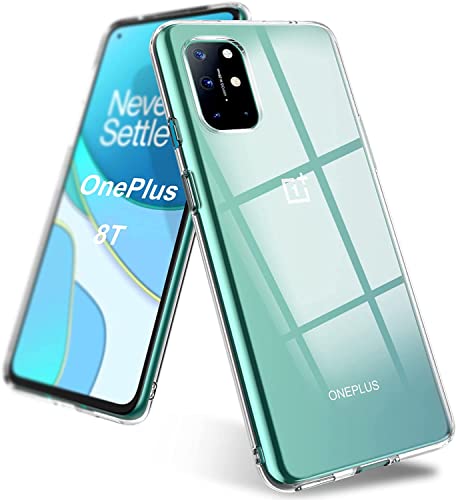 Image of NISHTECH for OnePlus 8T / OnePlus 9R Premium Transparent Hybrid Soft Slim Dust Proof Back Case Cover Silicone with Camera Protection