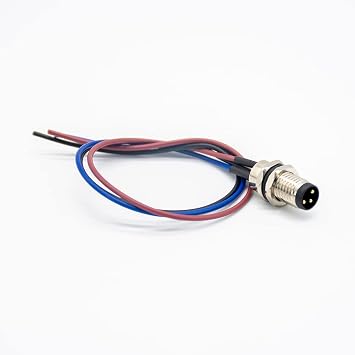 Elecbee M8 Cable Connector Circular Wateproof Straight Panel Mount Socket with 20CM 24AWG Cable (3 Pin A Coding Male Front Mount)