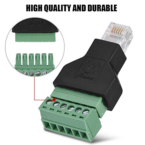 Goshyda RJ12 Screw Terminal, Ethernet Connector RJ12 6P6C Male to 6 Pin Screw Terminals Adapter Connector - Image 3