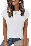 Alaroo Cute Tops for Women Dressy Short Sleeve Shirts Business Casual Summer Clothes Teacher Outfits Spring Fashion Clothing White L