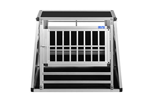 ALPUNA Transportbox N36 – Aluminium Hundebox 70×86×68 cm – Auto Hundebox mit Notausstieg, sicherer Hundetransport im Kofferraum