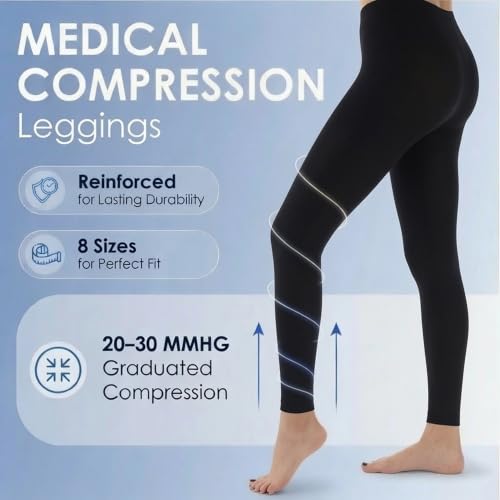 Image of ABSOLUTE SUPPORT Women Compression Leggings 20-30mmHg, Black, 3X-Large