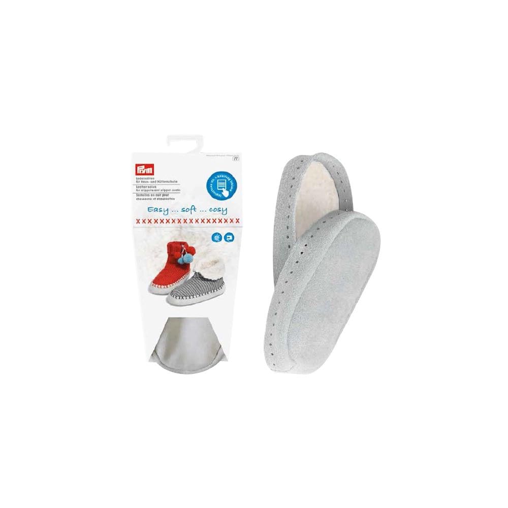 Prym Grey Leather Soles Slipper And Sock, Size 30-32
