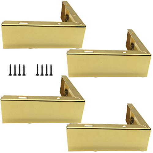 Preisvergleich Produktbild 4 Ersatz Möbelfüße Möbelbeine,Metall Bettfüße Schrankfüße,Sofafusse aus Eisen,Geeignet Für Schreibtisch,Weinschrank,TV-Schränke... Bar,Nachttisch,Ottomane,Stumm,Erhöhen 5cm(gold)