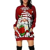 🎄Diseño único: vestido de sudadera con capucha casual/vestido de sudadera con capucha para mujer/vestido de sudadera de Navidad para mujer/vestido de sudadera de manga larga con capucha/vestido de sudadera con capucha negro para mujer/vestido de sudadera con capucha informal de talla grande.