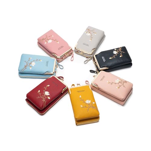 1 mini carteira transversal para mulheres, carteira feminina bordada floral, com alça ajustável removível, para uso diário, compras e acessórios estilosos