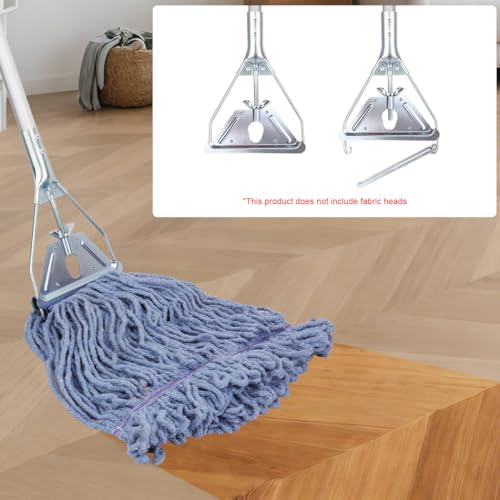 Image of Mop Handle Commercial Heavy Duty - 57 Inch Industrial Metal Clamp Mop Stick Replacement for Floor Cleaning - Professional Mops Head Replacement Holder