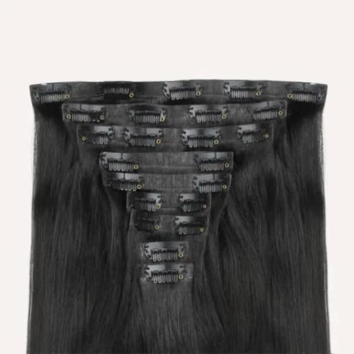 Zala Real Human Hair Clip-In Hair Extensions - Seamless Clip Ins for Natural, Full Hair - Clip In Hair Extensions for Instant Volume & Length - 9 Piece Clip-in Set in Natural Black (190g / 20 inch)