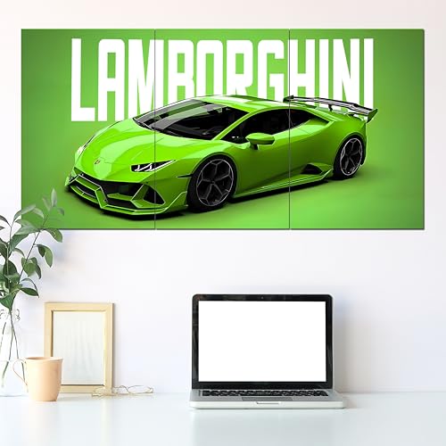 Image of Posternet Super Car Split Poster Set, 12 inch x 18 inch, Split Design Wall Decor Posters For Bedroom, Living Room, Office. (Lambo Front)