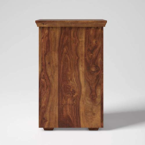 Image of Jangid Handicraft Solid Sheesham Wood Bedside Table for Bedroom | Wooden Bed Side Nightstand End Table with 2 Drawer & Open Shelf Storage for Home & Living Room | Sofa Side Table | Honey Finish
