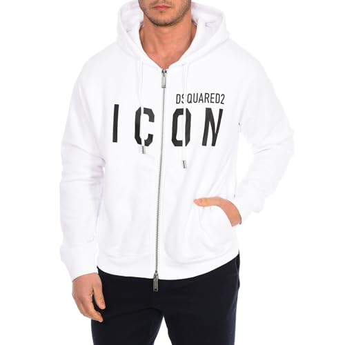 DSQUARED2 Men's S79HG0002-S25042 Zip-Up Hoodie Black White