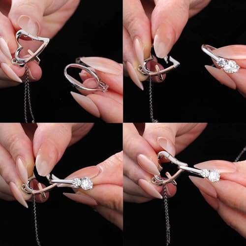 Ring Holder Necklace - 925 Sterling Silver Heart Cross Clip Necklace Holder for Women Wedding Engagement Ring Keeper for Wife Doctor Nurse2