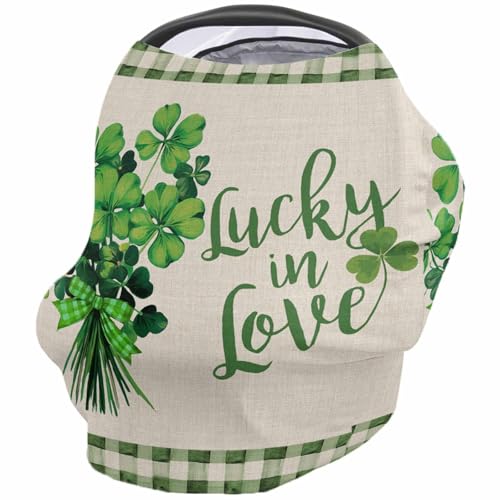 Nursing Cover for Breastfeeding Scarf, Bouquet Lucky in Love St. Patrick's Day Baby Car Covers Super Soft Multi Use for Canopy Shopping Cart Cover Blanket Stroller Cover