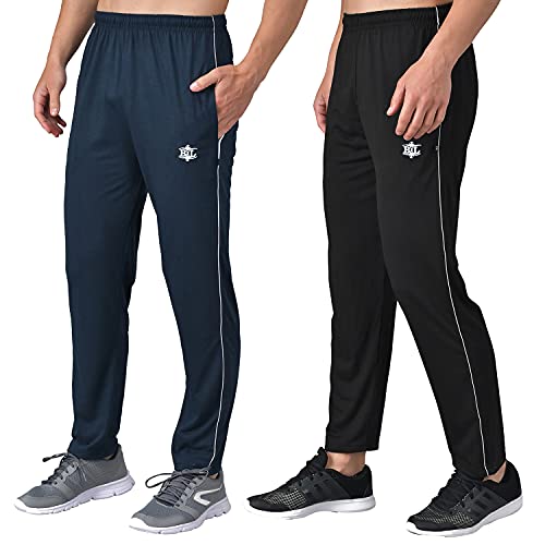 Image of eKools� Plain Trackpants for Men | Plain Trackpants | Basic Trackpants | Two Side Pockets with One Zip Pocket for Phone | 100% Cotton | Men's Trackpants (Pack of 2)