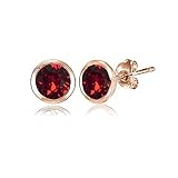 Rose Gold Flashed Sterling Silver 5mm Bezel-set Martini Stud Earrings created with Swarovski Crystals