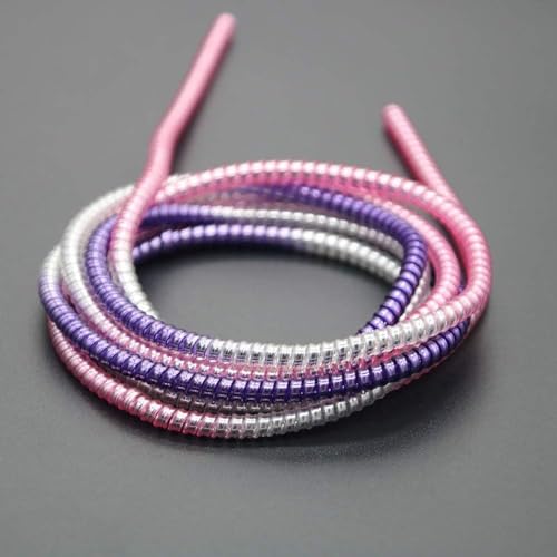 Image of Metallic Finish Cable Spiral Protector /Wire Repair /Pet Cord Protector /Headphone Saver, 1.5 Meters (2 Pcs), Cable Wrap /Cover for Mac Charging Cable, USB Tube, Earphone (Silver-Pink-Purple)