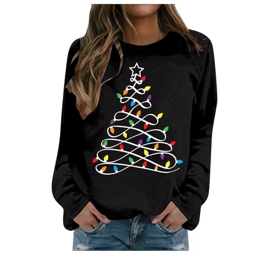 Generisch Damen Sweatshirt mit Lichterketten-Weihnachtsbaum -...