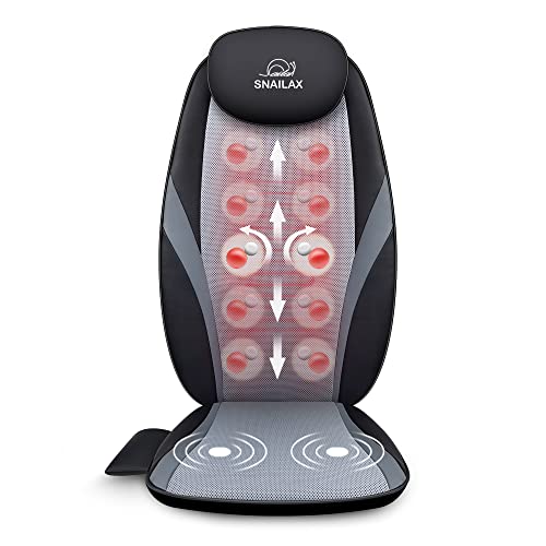 Snailax Rückenmassaggerät Massagesitzauflage mit Wärmefunktion und Vibrationsfunktion,Shiatsu Massageauflage für Nacken und Schulter, Massagesessel,Geschenk (Schwarz)