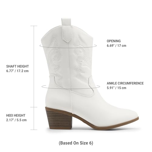 Image of DREAM PAIRS Mid Calf Cowboy Cowgirl Boots for Women | Round Toe Western Boots, Chunky Low Heel, Embroidery Boot, Country Music Festivals Theme Party