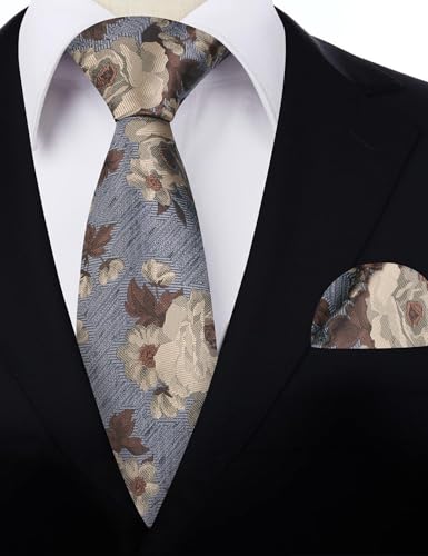 Image of Alizeal Mens 3.15'' Colorful Flower Pattern and handkerchief Necktie Set