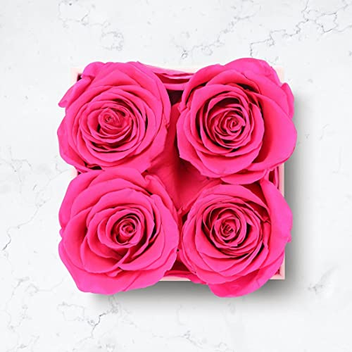 Forever Roses That Last A Year, Preserved Roses For Delivery Prime, Eternity Roses In A Box, Real Flowers In A Box, Flowers For Delivery Prime Birthday, Valentines Day, Anniversary, 4 Pcs Pink… #TOP6