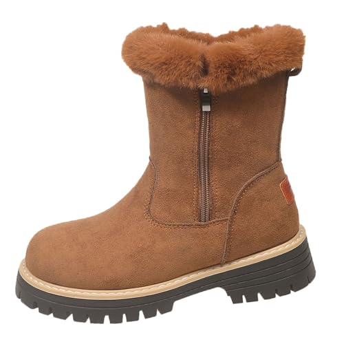 Bottes de neige mi-mollet femme en velours épais chaud et décontracté