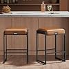 VASAGLE EKHO Collection Bar Stools Set of 2 Counter Height Bar Stools Synthetic Leather with Stitching Mid Century Modern Counter Stools 26 Inch Tall Kichen Home Bar Dining Room Caramel Brown
