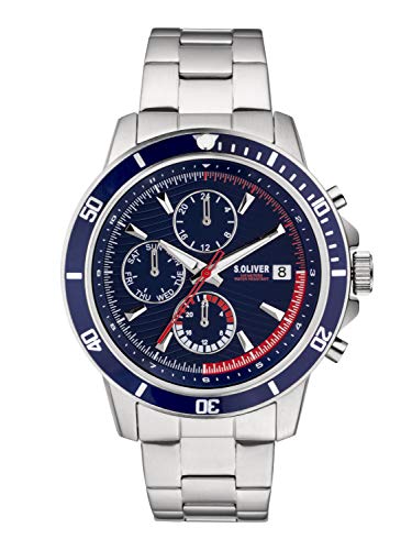 s.Oliver Reloj Cronógrafo para Hombre de Cuarzo con Correa en Acero Inoxidable SO-3859-MC