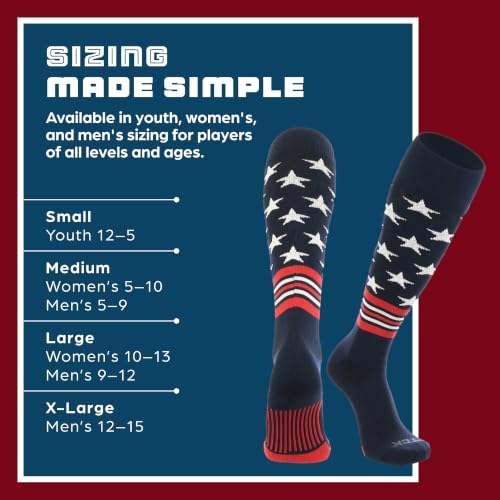 Image of TCK Baseball Socks & Softball Socks | USA Made American Flag & Patriotic Stars, Stripes | Youth Boys, Girls, Men & Women