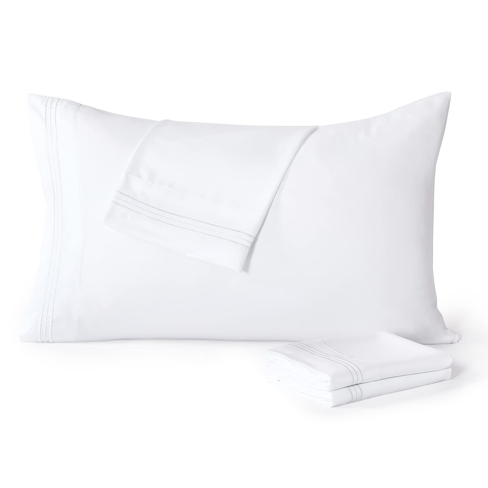 YIYEA Set di 4 federe per cuscini king size, motivo floreale, ultra morbide, in microfibra spazzolata, con chiusura a busta, resistenti al restringimento e allo scolorimento (51 x 91 cm