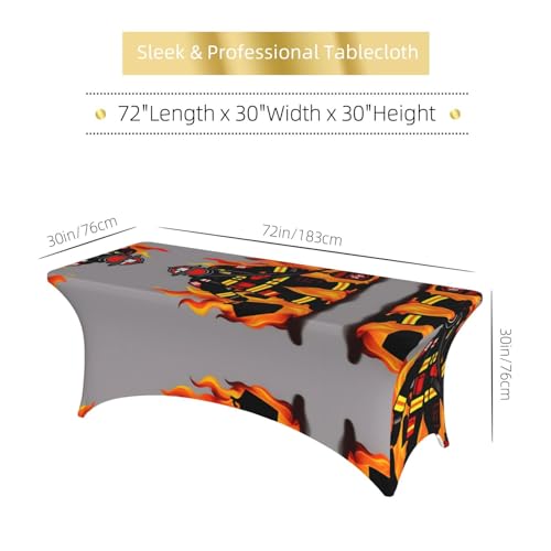 Housse de table rectangulaire extensible élasthanne imprimé pompier - 7