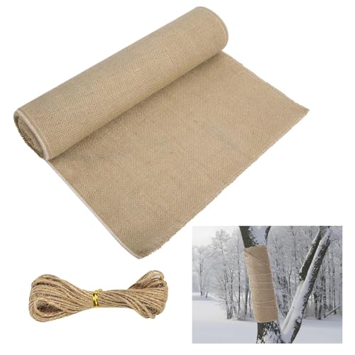 alouweekuky Jute Voile D'hivernage 6m X 40 cm, Voile Hivernage Plante avec Corde de Chanvre de 20m, Housse Hivernage Plante Exterieur Convient aux Palmiers...