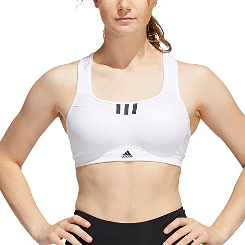 Adidas Women's Tlrd Impact Luxe Training High-Support Zip Bra Workout Bra - High Support, White/Black, XXS