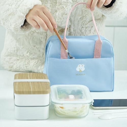 Image of Nibbler Insulated Lunch Bag for Office, School, Men, Women, Tiffin Pouch Bag, Hot & Cold Lunch Box Bags for Boys, and Girls (Cream)