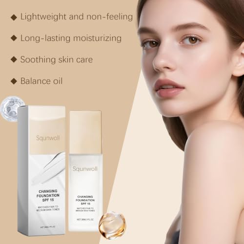 Color Changing Foundation for Mature Skin, Concealer Cover Cream, Hydrating and Lightweight Liquid Foundations, Tone Suitable for All Skin Types,1 Bottle - 5