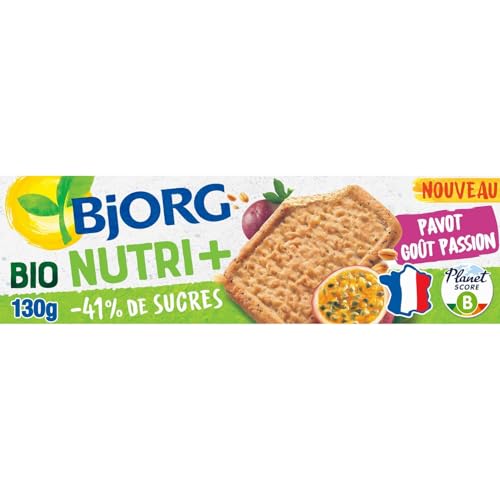Biscuits bio Pavot goût passion BJORG - Lot de 4 boîtes de 130g aux céréales complètes