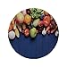 Produktbild Rutschfreies Gummi-Rundmaus-Pad Ernte frisches Bio-Obst und Gemüse auf blauem Holztisch Natürliche vegane Optionen mehrfarbig 7.9"x7.9"x3MM